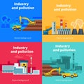 Set of vector industry and pollution backgrounds. Environmental Royalty Free Stock Photo