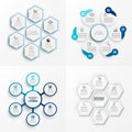 Set vector infographic template with 3D paper label, integrated circles. Business concept set with 6 options. For content, diagram Royalty Free Stock Photo
