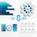 Set vector infographic template with 3D paper label  integrated circles. Business concept with 8 options. For content  diagram Royalty Free Stock Photo