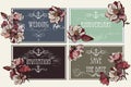 Set of vector invitations with magnolia flowers Royalty Free Stock Photo