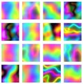 Set of vector iridescent gradient meshes - neon light backgrounds templates kit