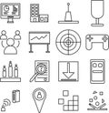 Set of vector isolated black icons, Set of isolated black icons, eps 10, About playing games, Bussines, servers, cellphones, Compu