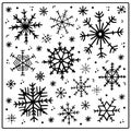 Set vector isolated element. Snowflakes. Hand drawn doodle