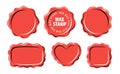 Set of vector isolated red wax stamp. Old wax seal illustration Royalty Free Stock Photo