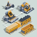 Set of vector isometric isolated elements of the coal mining industry