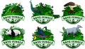 Set of Vector Jungle Emblems with animals Royalty Free Stock Photo