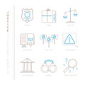 Set of vector justice icons and concepts in mono thin line style