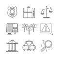 Set of vector justice icons and concepts in sketch style