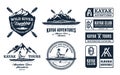 Set of vector kayaking logo, badges and design elements