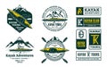 Set of vector kayaking logo, badges and design elements