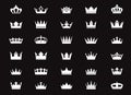 Set of vector king crowns icon on black background. EPS outline Illustration Royalty Free Stock Photo