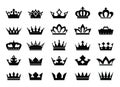 Set of vector king crowns icon on white background. EPS outline Illustration Royalty Free Stock Photo