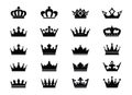 Set of vector king crowns icon on white background. EPS outline Illustration Royalty Free Stock Photo