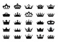 Set of vector king crowns icon on white background. EPS outline Illustration