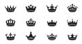 Set of vector king crowns icon on white background. Vector Illustration. Emblem and Royal symbols