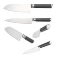 A set of vector kitchen knives from different angles.