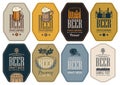 Set of labels for beer and brewery in retro style