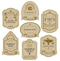 Set of vector labels in beige and gold colors