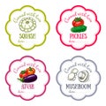 Set of vector labels with hand drawn vegetable.