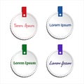 Set of vector labels. Price tags with red, blue, green, violet ribbons. Royalty Free Stock Photo