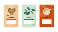 Set of vector labels for specialty coffee packaging