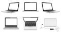 Set of vector laptops with blank screens in different positions Royalty Free Stock Photo