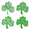 Set of Vector Laser cutting element ornamental Shamrock. Openwor Royalty Free Stock Photo