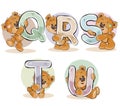 Set vector letters of the English alphabet with funny teddy bear