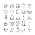 Collection of vector line agriculture and farming web icons Royalty Free Stock Photo