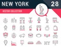 Set Vector Flat Line Icons New York Royalty Free Stock Photo