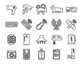 Set vector line icons in flat design technology. Collection modern infographic logo and pictogram. Smart city, house , internet of Royalty Free Stock Photo