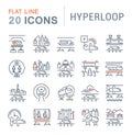 Set Vector Line Icons of Hyperloop. Royalty Free Stock Photo