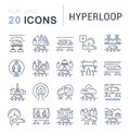 Set Vector Line Icons of Hyperloop. Royalty Free Stock Photo