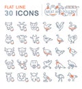 Set Vector Line Icons of Meat and Poultry. Royalty Free Stock Photo