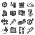 Set vector line icons with open path car service, auto repair Royalty Free Stock Photo