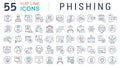 Set Vector Line Icons of Phishing.