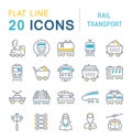 Set Vector Line Icons of Rail Transport. Royalty Free Stock Photo