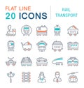 Set Vector Line Icons of Rail Transport. Royalty Free Stock Photo