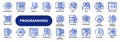 Vector line icons of programming and coding