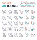 Set Vector Line Icons of Meat and Poultry. Royalty Free Stock Photo