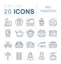 Set Vector Line Icons of Rail Transport. Royalty Free Stock Photo