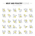 Set Vector Line Icons of Meat and Poultry. Royalty Free Stock Photo