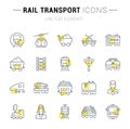 Set Vector Line Icons of Rail Transport. Royalty Free Stock Photo