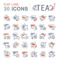 Set Vector Line Icons of Tea.