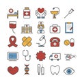 Set of vector line medicine icons