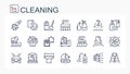 A set of vector linear icons. Cleaning, home care. Royalty Free Stock Photo