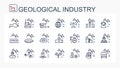 A set of vector linear icons . Geological industry, mining industry.