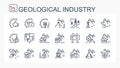 A set of vector linear icons . Geological industry, mining industry.