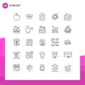 Set of 25 Vector Lines on Grid for photography, lens, healthcare, camera, rise