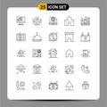 Set of 25 Vector Lines on Grid for shack, house, handcare, home, online book